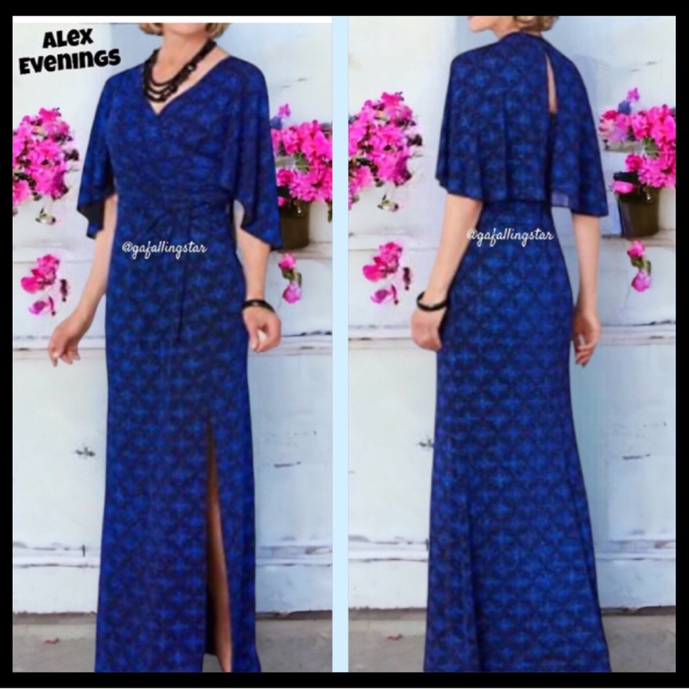 ALEX Evenings Glitter Capelet Gown